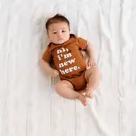 Hi, I'm New Here Onesie - Pecan
