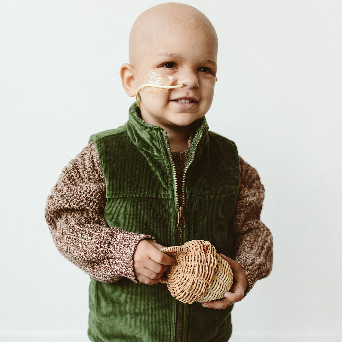 Kids Sherpa/Corduroy Reversible Vest - Spruce