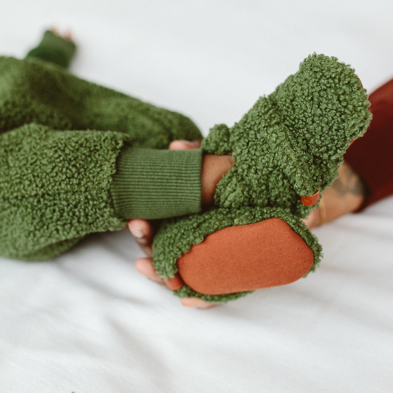 Recycled Sherpa Baby Stay-On Boots - Spruce
