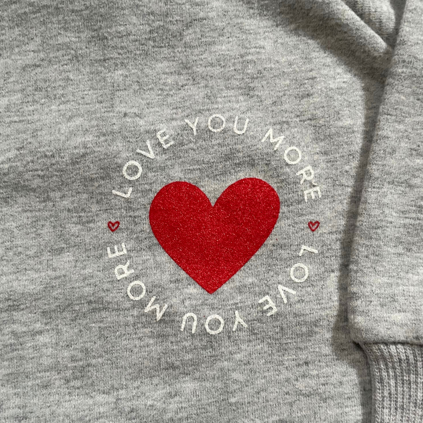 love you more design in white and cherry red