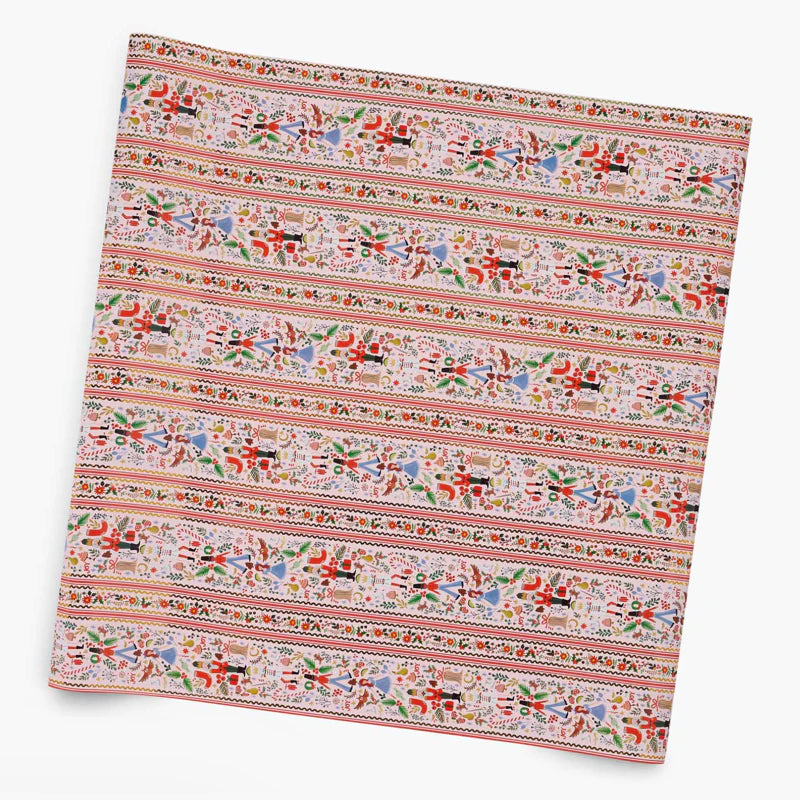 Decorative fabric with colorful patterns on a white background