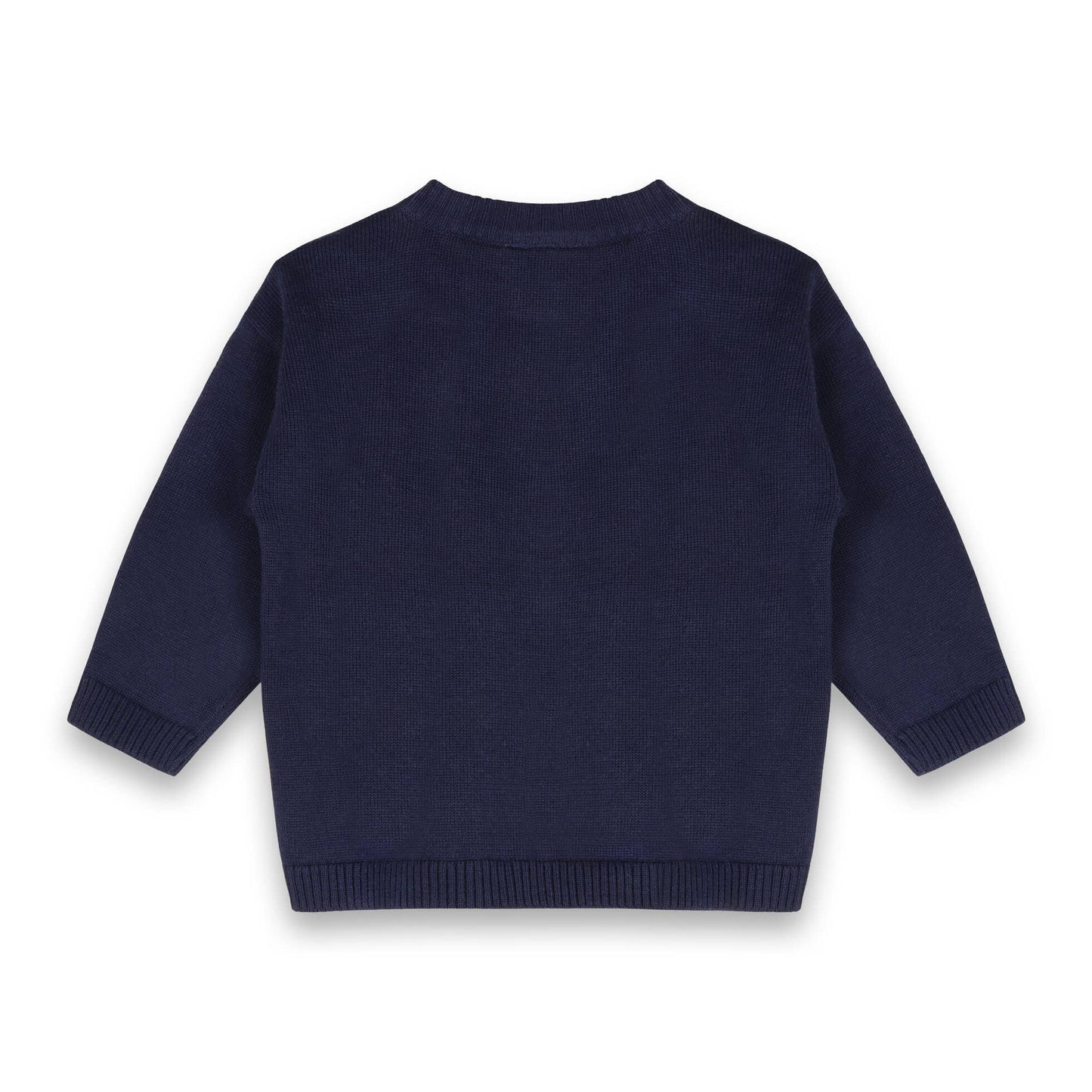 Navy blue sweater on a white background