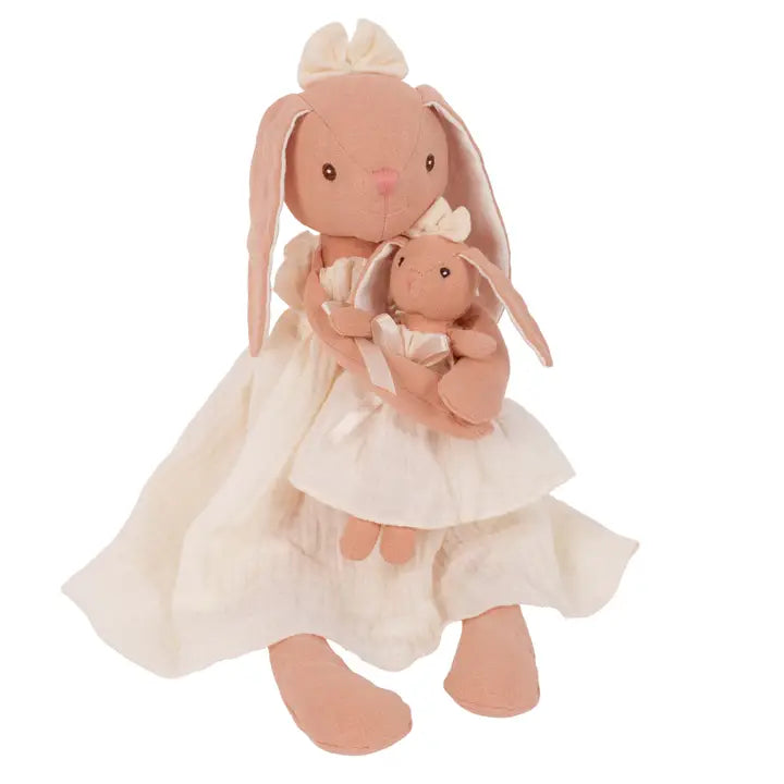Levlovs Mom and Baby Bunny Linen Dolls