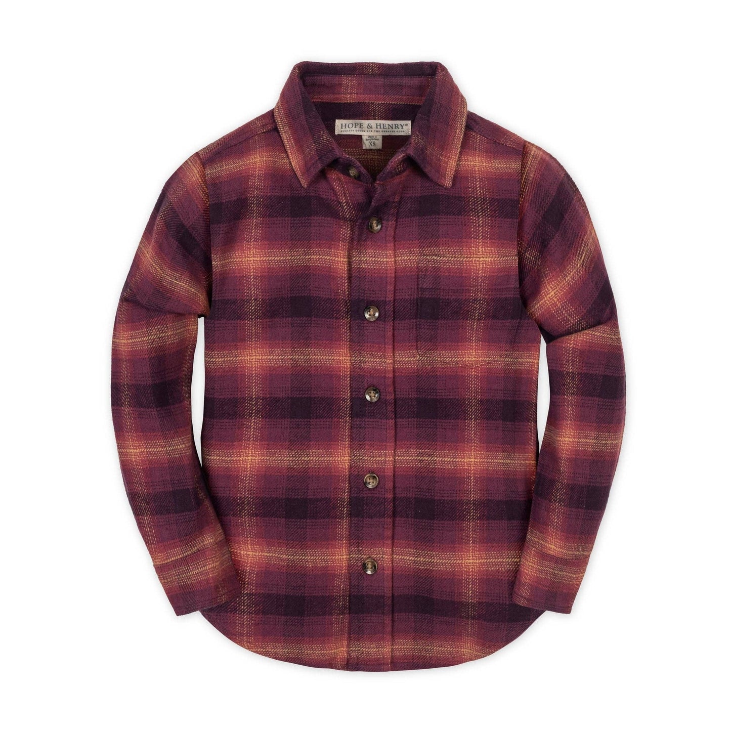 Plaid shirt with visible brand logo on a white background