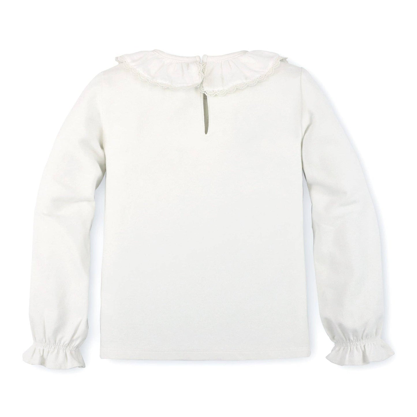 White blouse with long sleeves and a collar on a white background