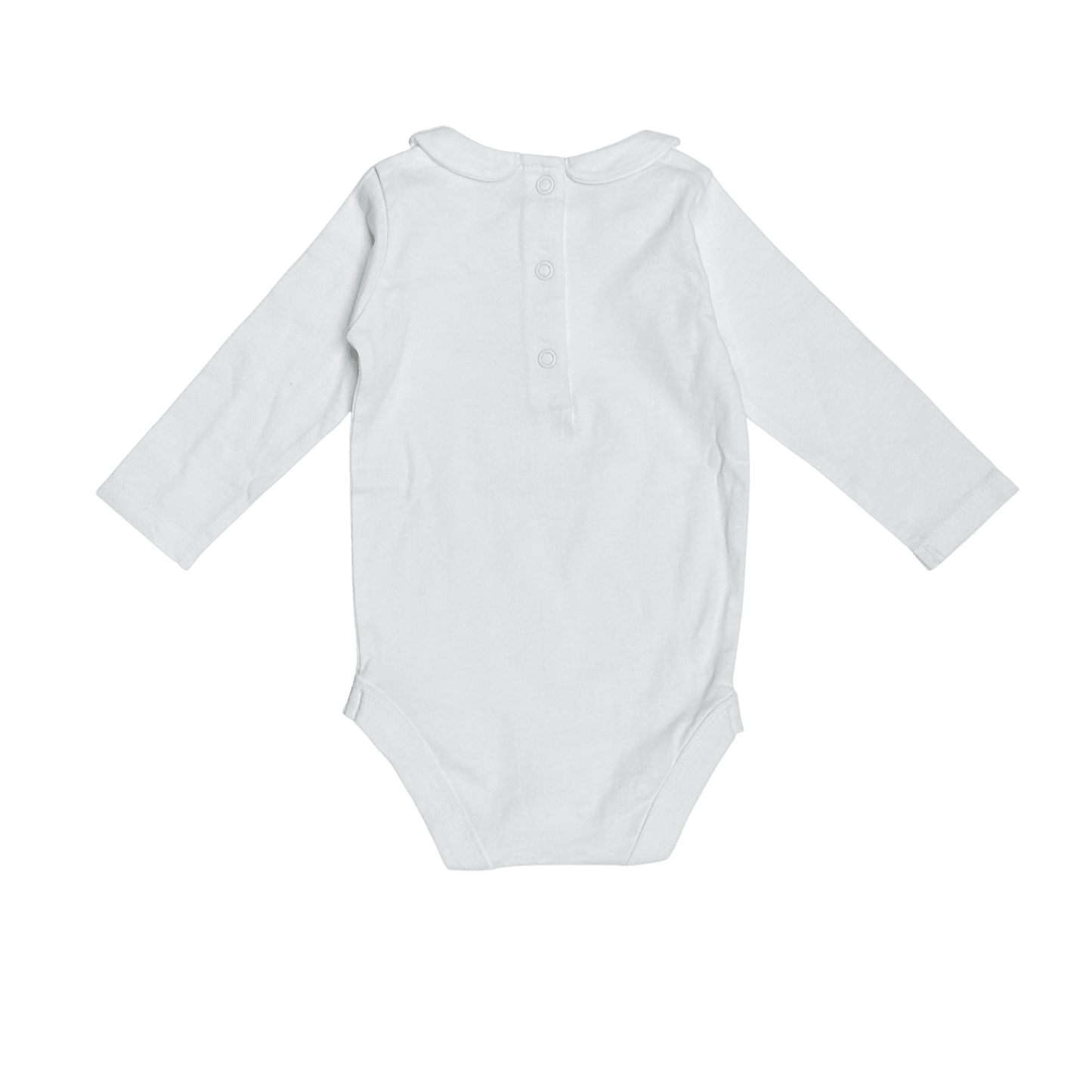 Basic Peter Pan Long Sleeve Baby Bodysuit (Organic Cotton): Soft White - Bossy Beans