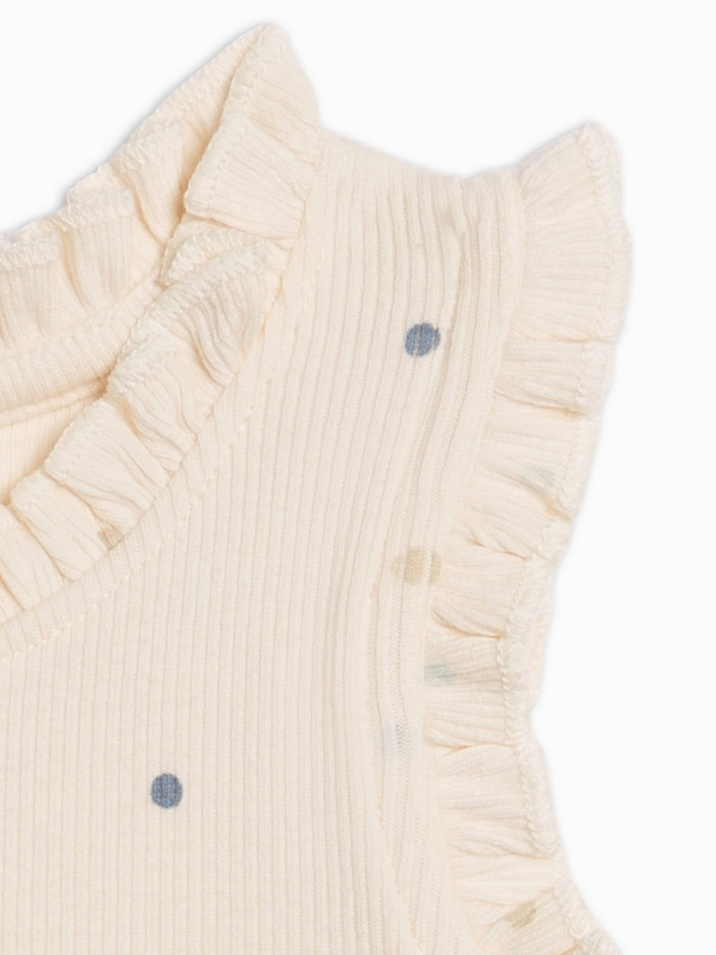 Cindy Ribbed Ruffle Tank - Mini Dot / Sea + Dune - Bossy Beans