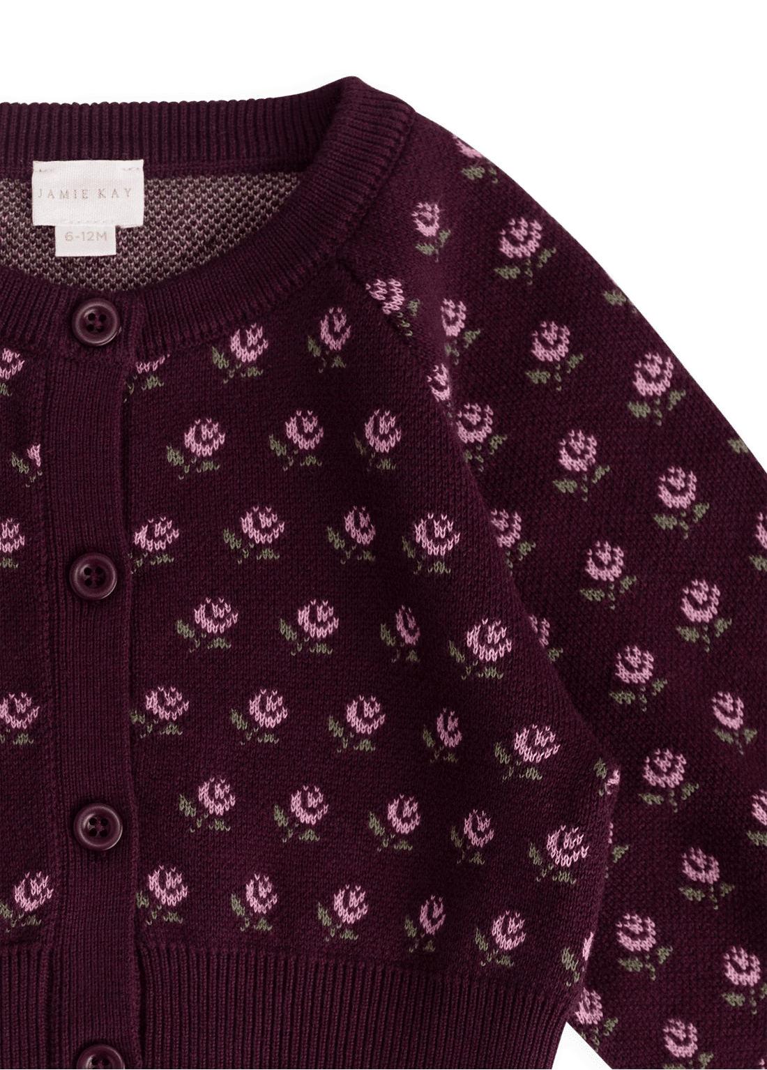 Evie Cardigan - Evie Jacquard Fig - Bossy Beans