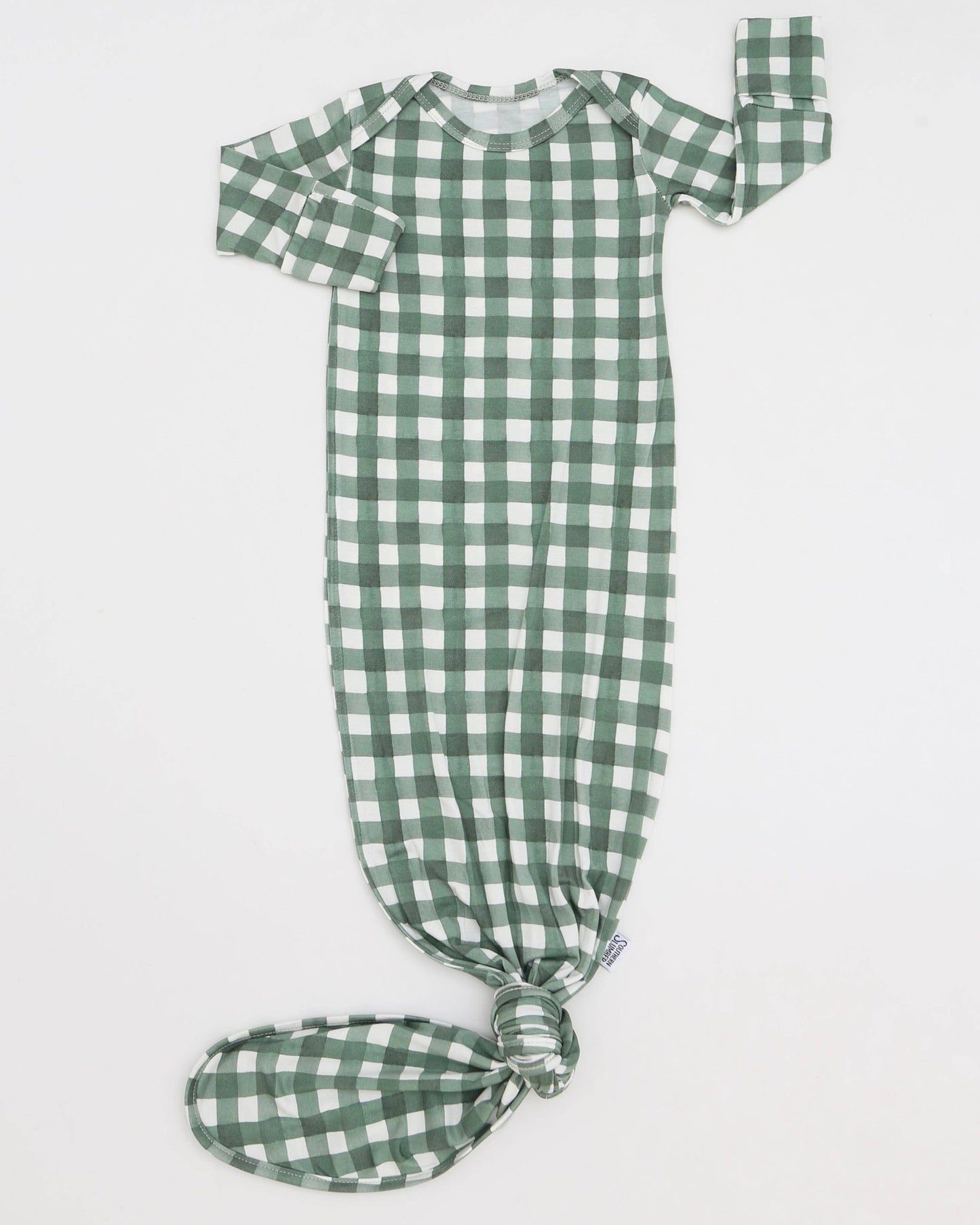 Green Gingham Bamboo Knotted Gown - Bossy Beans