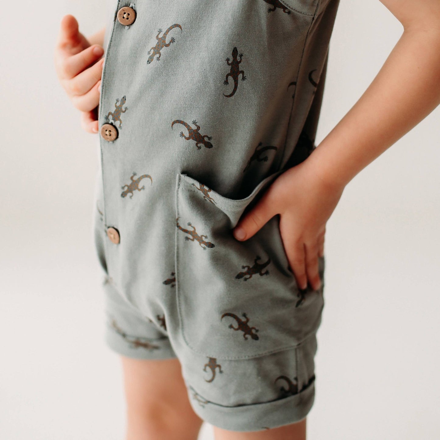 Henley Tank Short Romper - Salamander - Pond - Bossy Beans