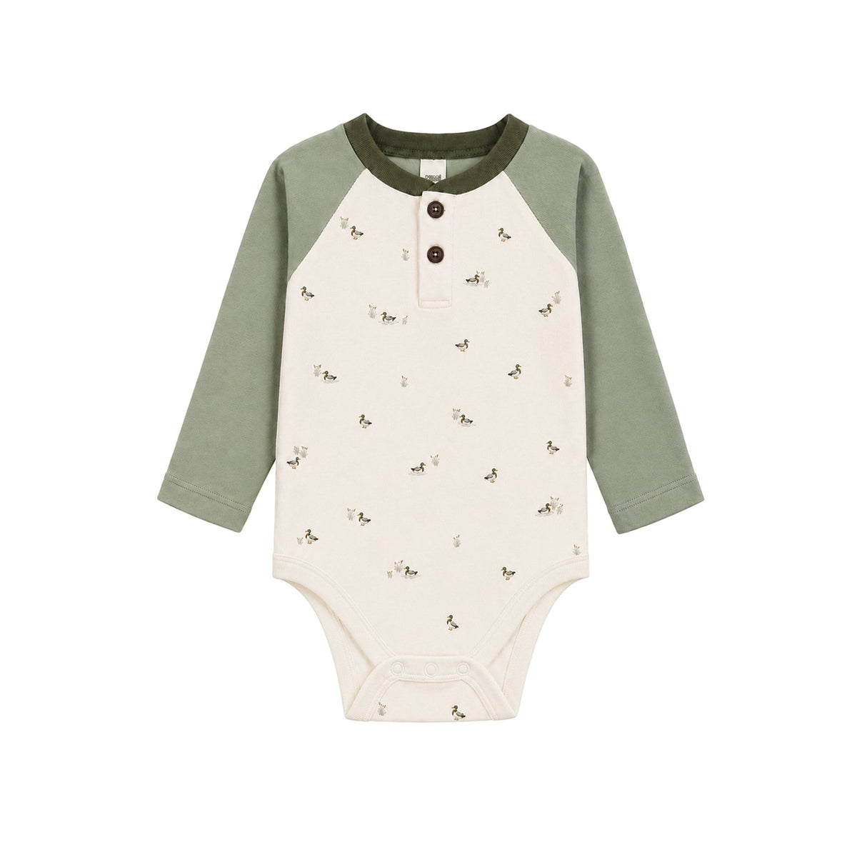 Lucas Raglan Henley Bodysuit - Mallard - Bossy Beans