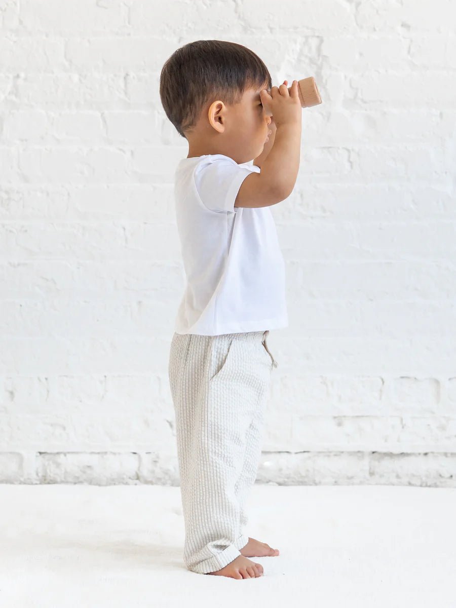 Merrit Seersucker Pant - Dune Stripe - Bossy Beans