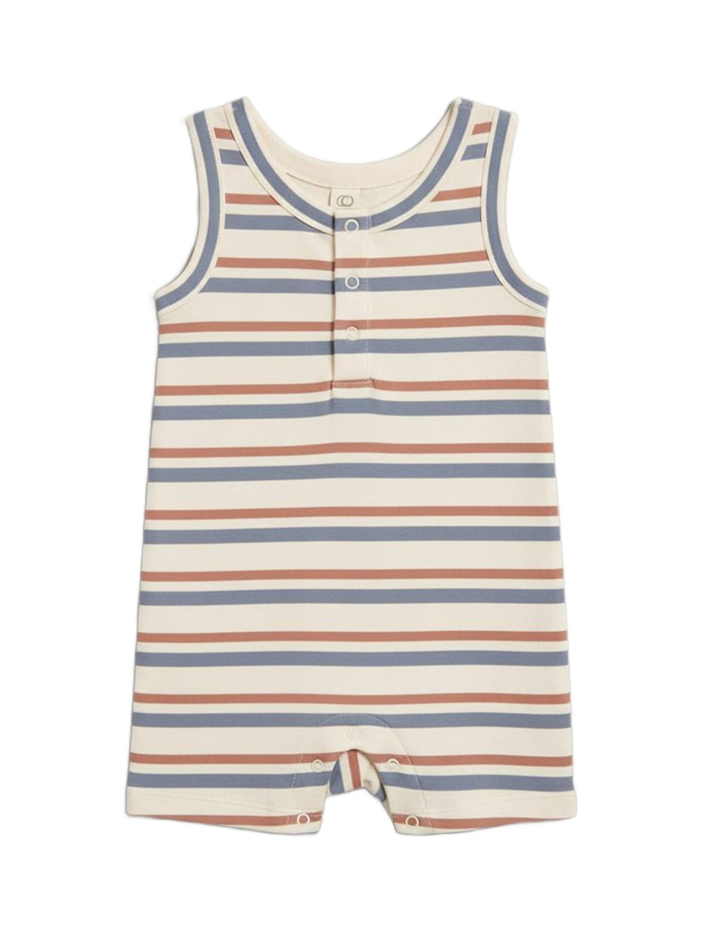 Nile Romper - Voyage Stripe (Sea + Ridge) - Bossy Beans