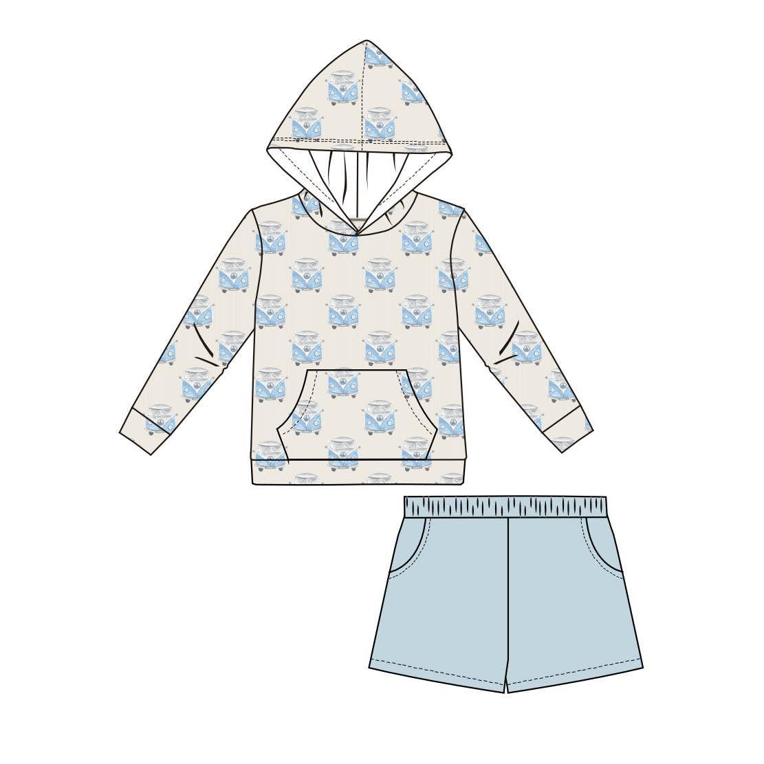 ntrl co. - Seaside Hoodie Set | Vintage Vibes | Blue: 3T - Bossy Beans