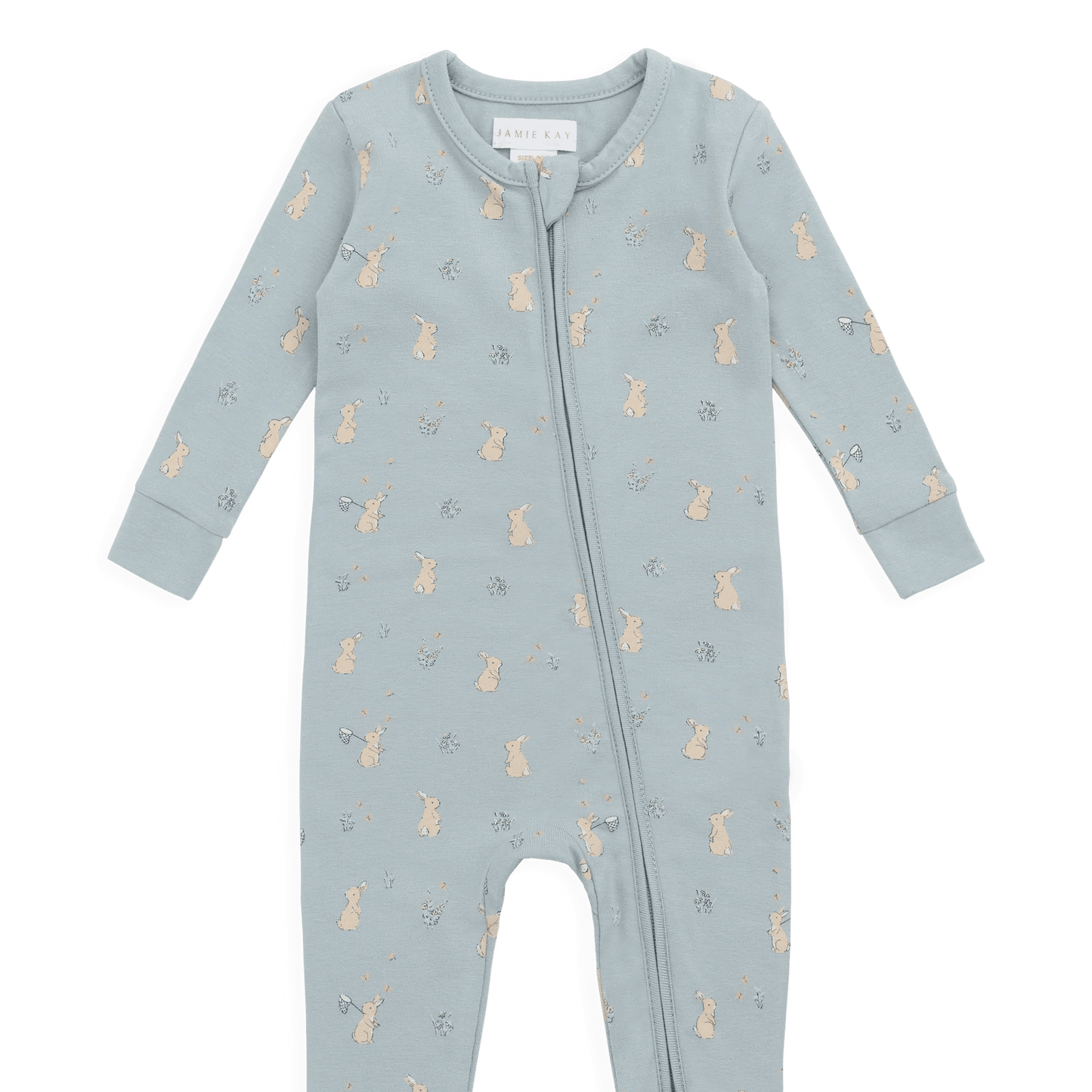 Organic Cotton Jude Onepiece - Lapin Jardin Blue - Bossy Beans