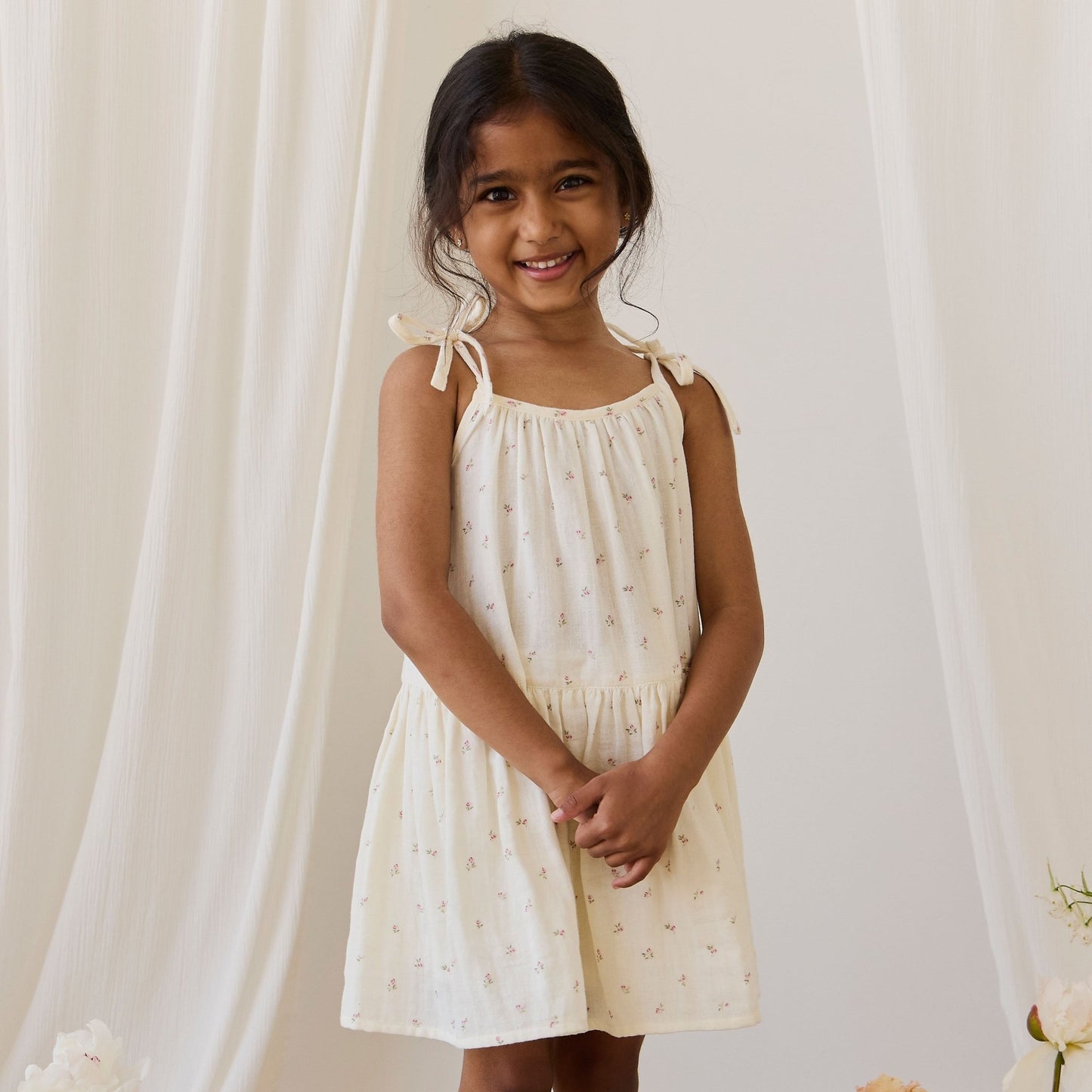 Organic Cotton Muslin Winnie Dress - Willow Rose - Bossy Beans