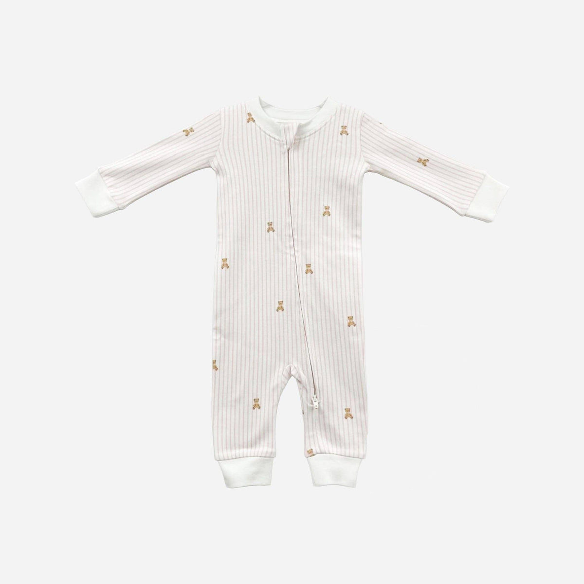 Organic Cotton Zipper Romper - Teddy Bear Pink - Bossy Beans