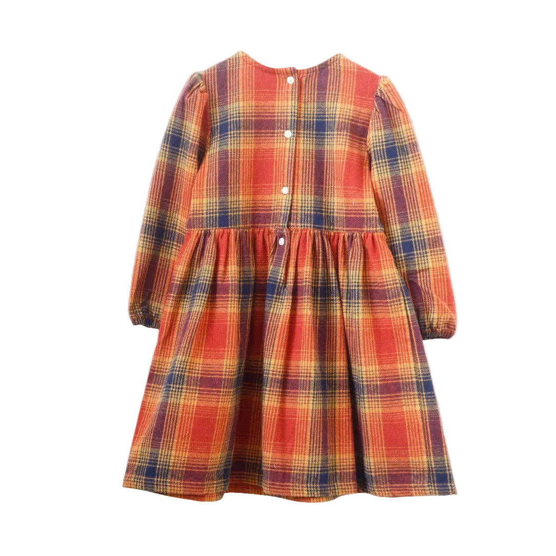 Phoebe Dress | Orange Winter Plaid - Bossy Beans