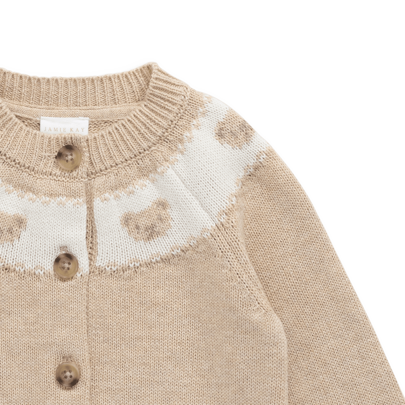 Riley Cardigan - Riley Jacquard - Wheaten Marle - Bossy Beans