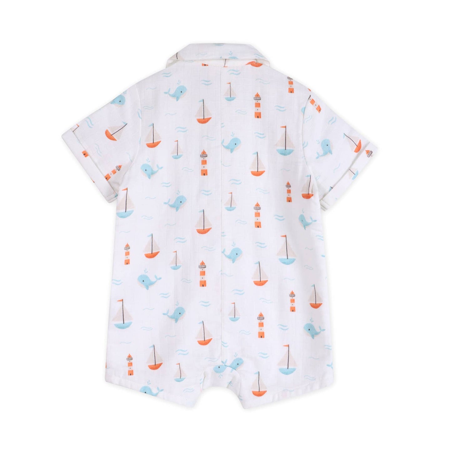 Sailboat Baby Button Romper - Bossy Beans