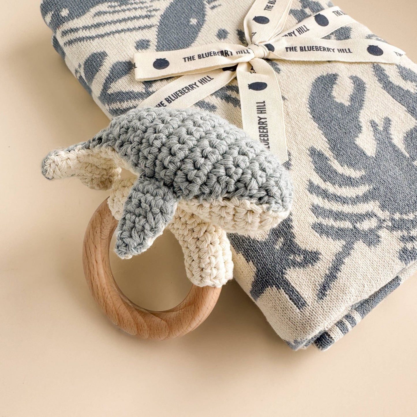 Set: Nautical Blanket Whale Teether Cotton Hat Gift - Summer - Bossy Beans