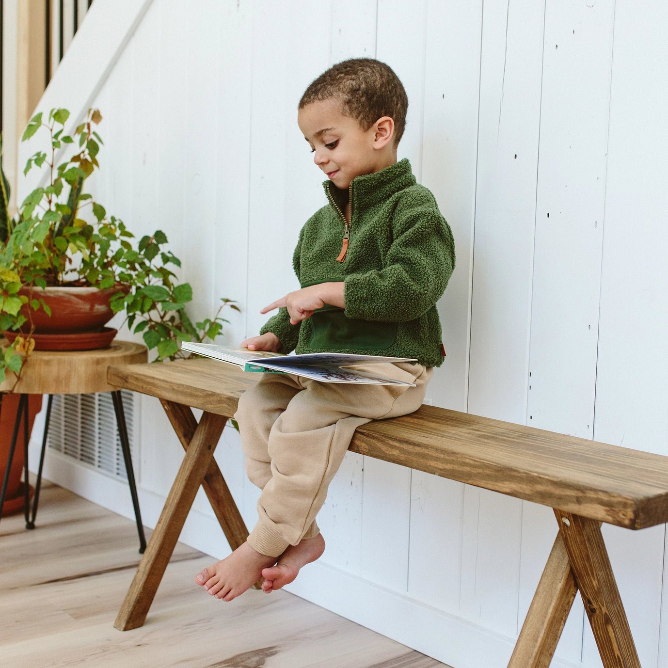 Sherpa Zip Pullover - Spruce - Bossy Beans