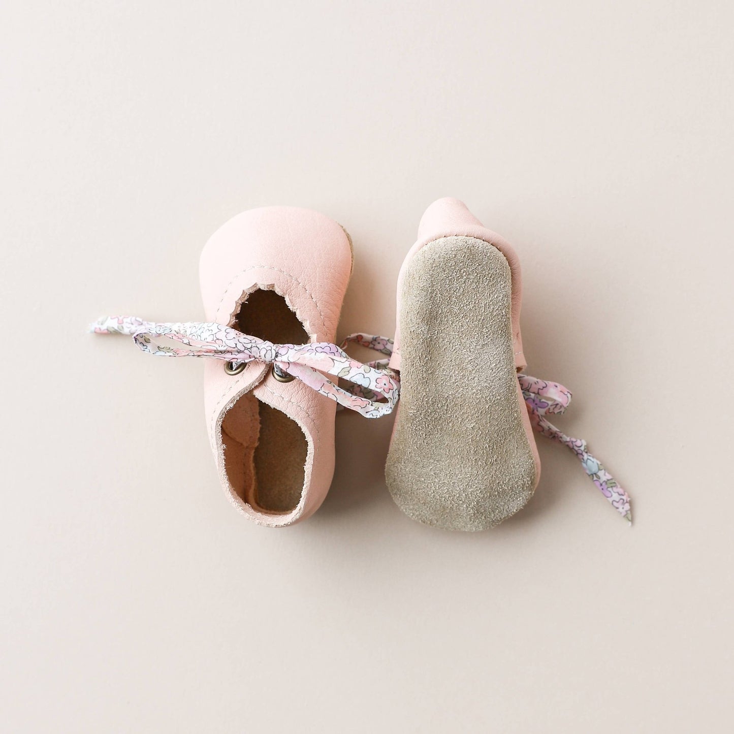 Tie Baby Mary Janes in Light Pink - Bossy Beans