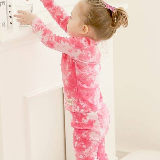 Tie Dye Coral Cotton Long Sleeve Pajamas - Bossy Beans