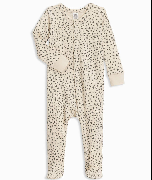 colored organics cheetah footie romper