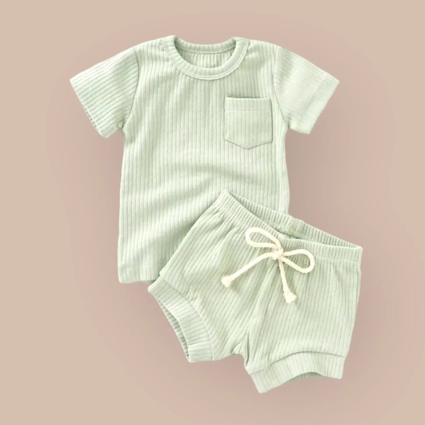 Organic Ribbed Lounge Set - Sage
