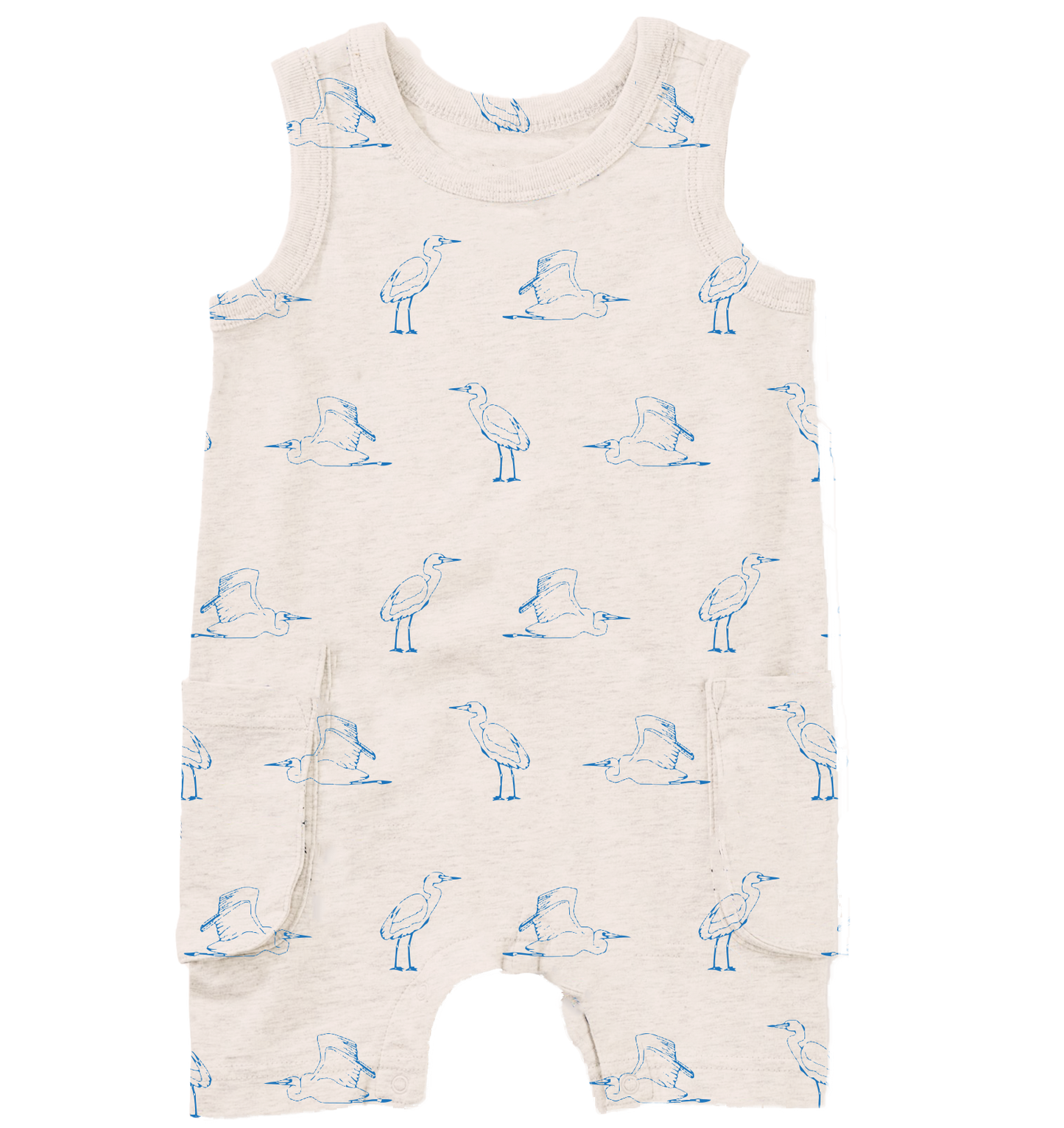 egret organic cotton romper with pockets