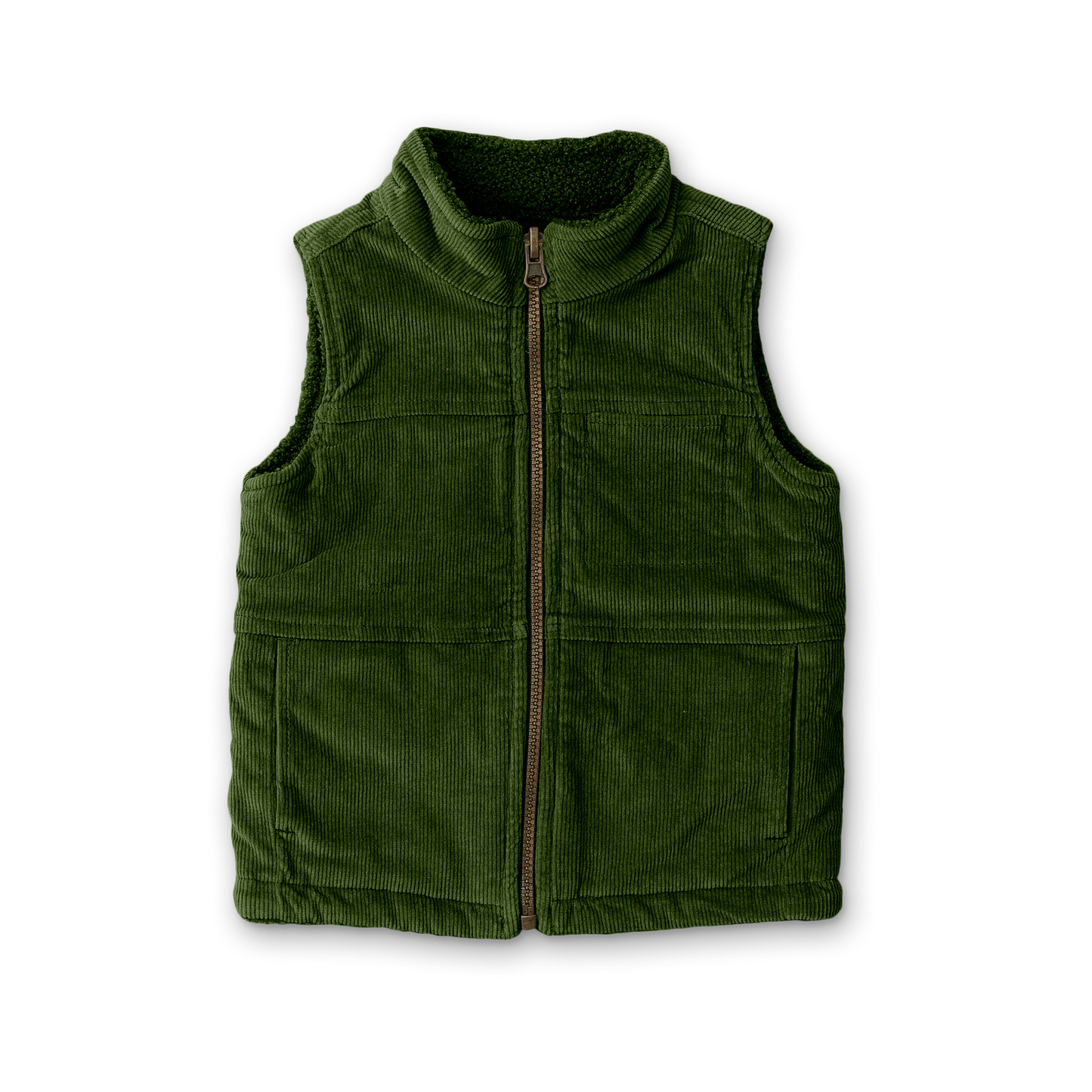 Kids Sherpa/Corduroy Reversible Vest - Spruce