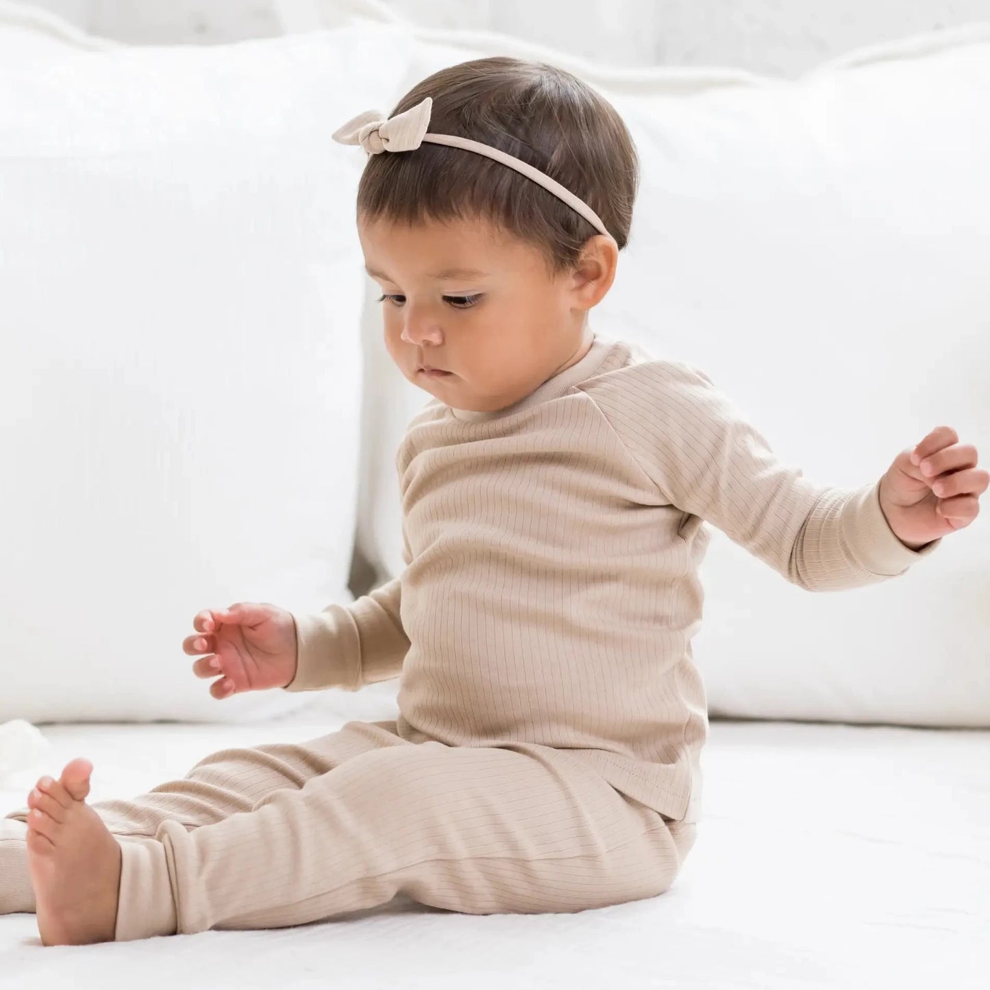 Clay ribbed long sleeve lounge set