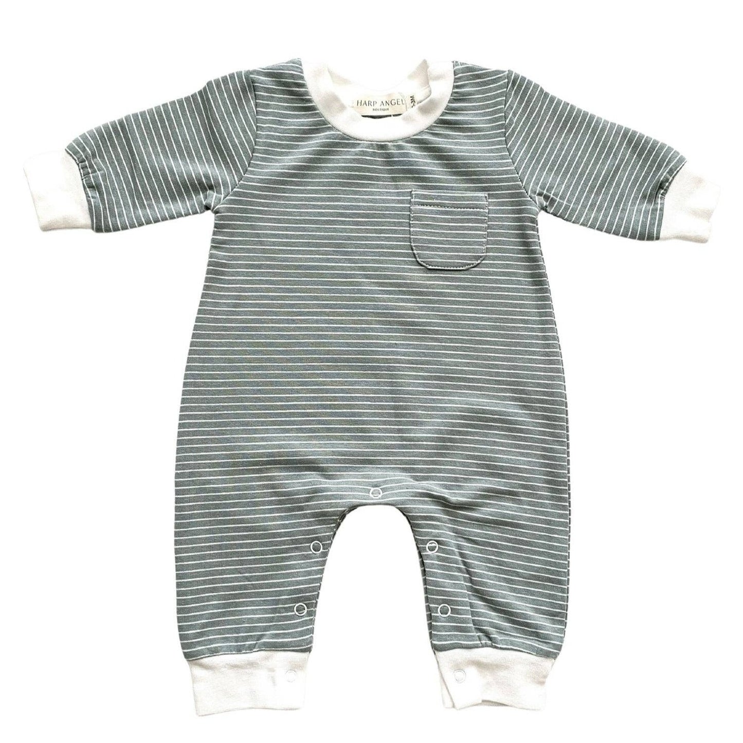 Organic Bubble Romper - Sage Stripe