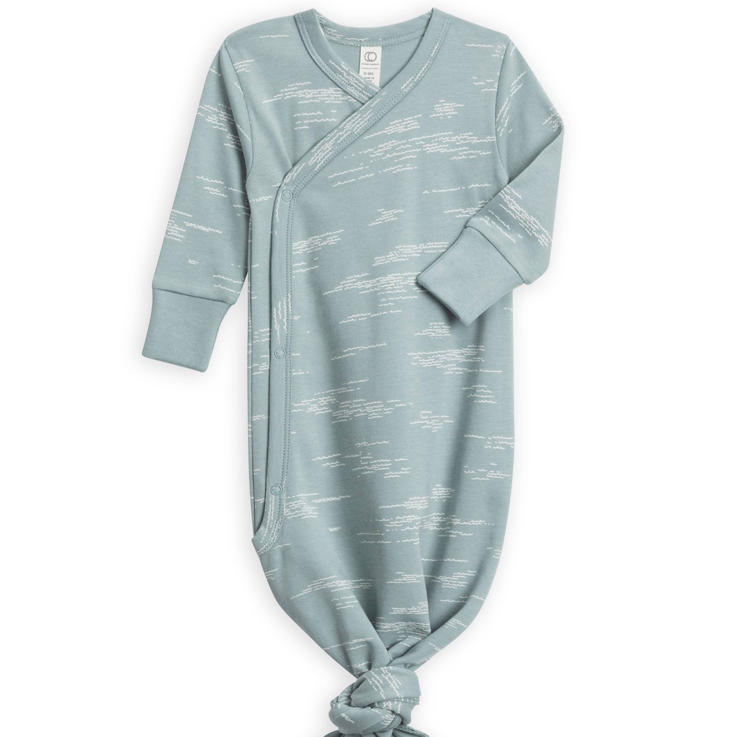 Organic Newborn Indy Kimono Gown - Ocean + Waves