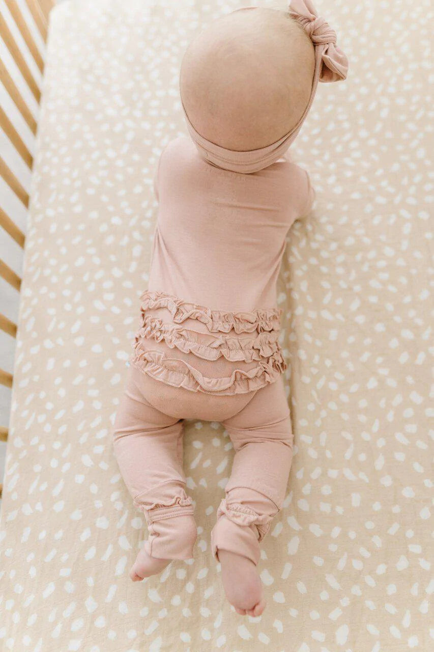 Ruffle Zipper One Piece - Dusty Pink - Bamboo