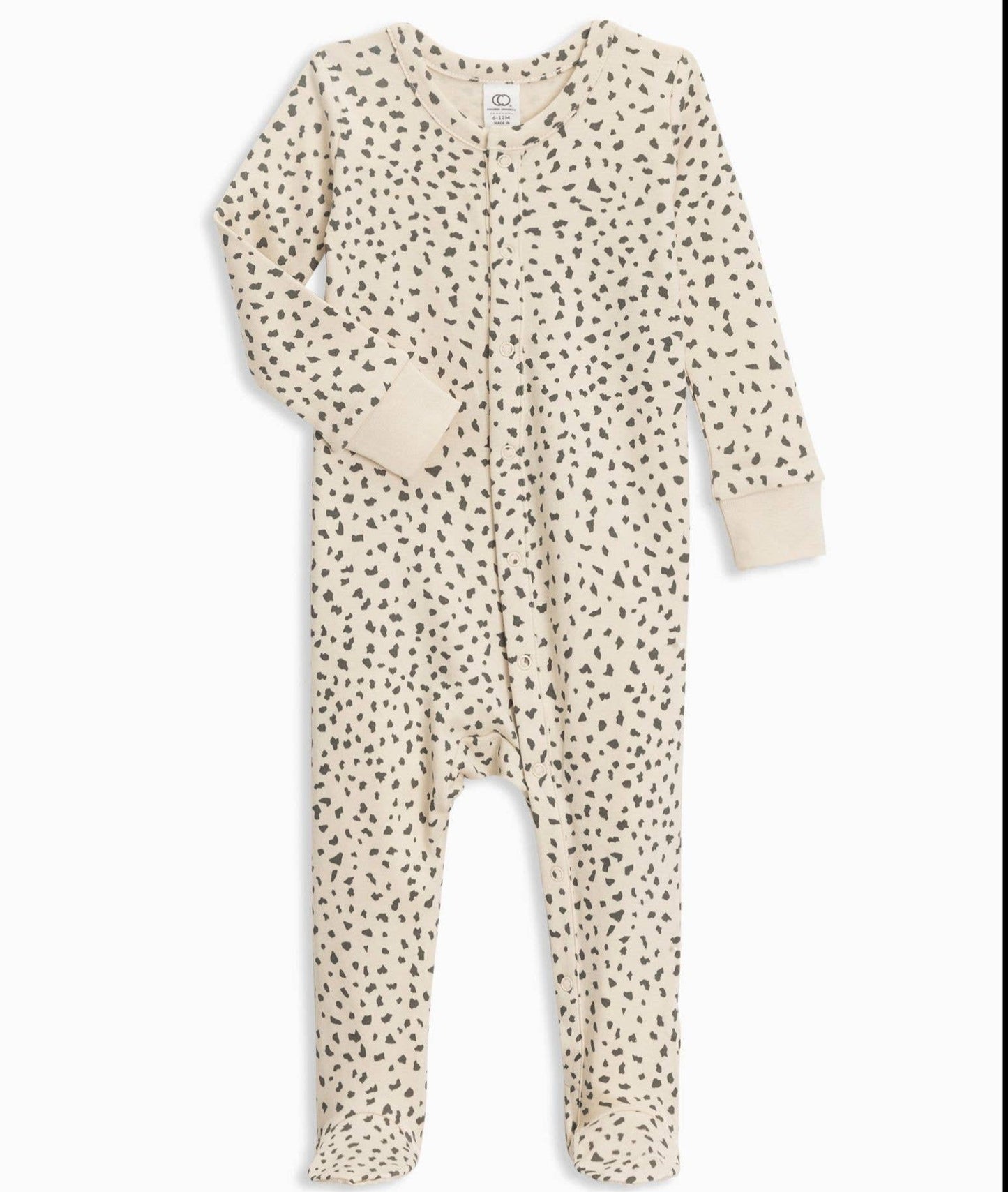 Footed Sleeper - Cheetah / Pewter - Organic Cotton - Bossy Beans