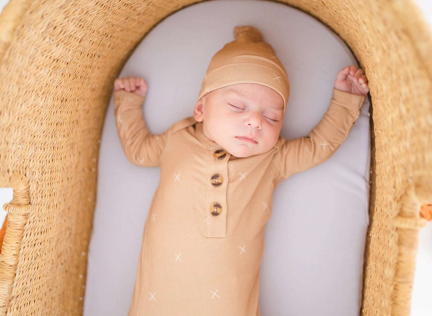 Knotted Baby Gown - Beige X's