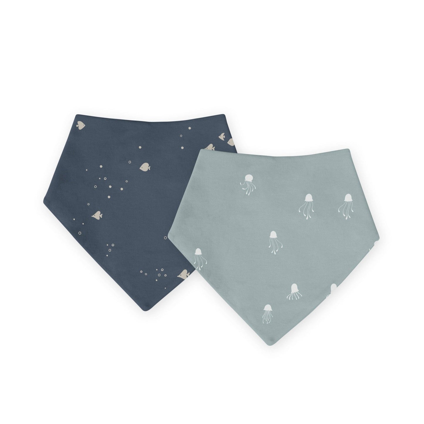 Organic Baby Bib Set (2 - pack) - Jellyfish + School of Fish - Bossy Beans
