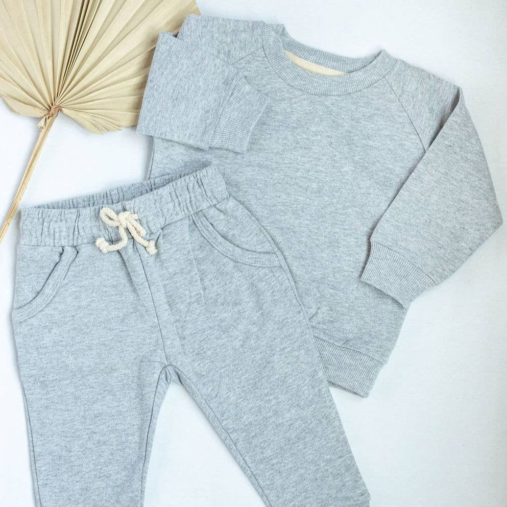 Two - Piece "Love You More" Organic Sweatsuit - Gray - Bossy Beans
