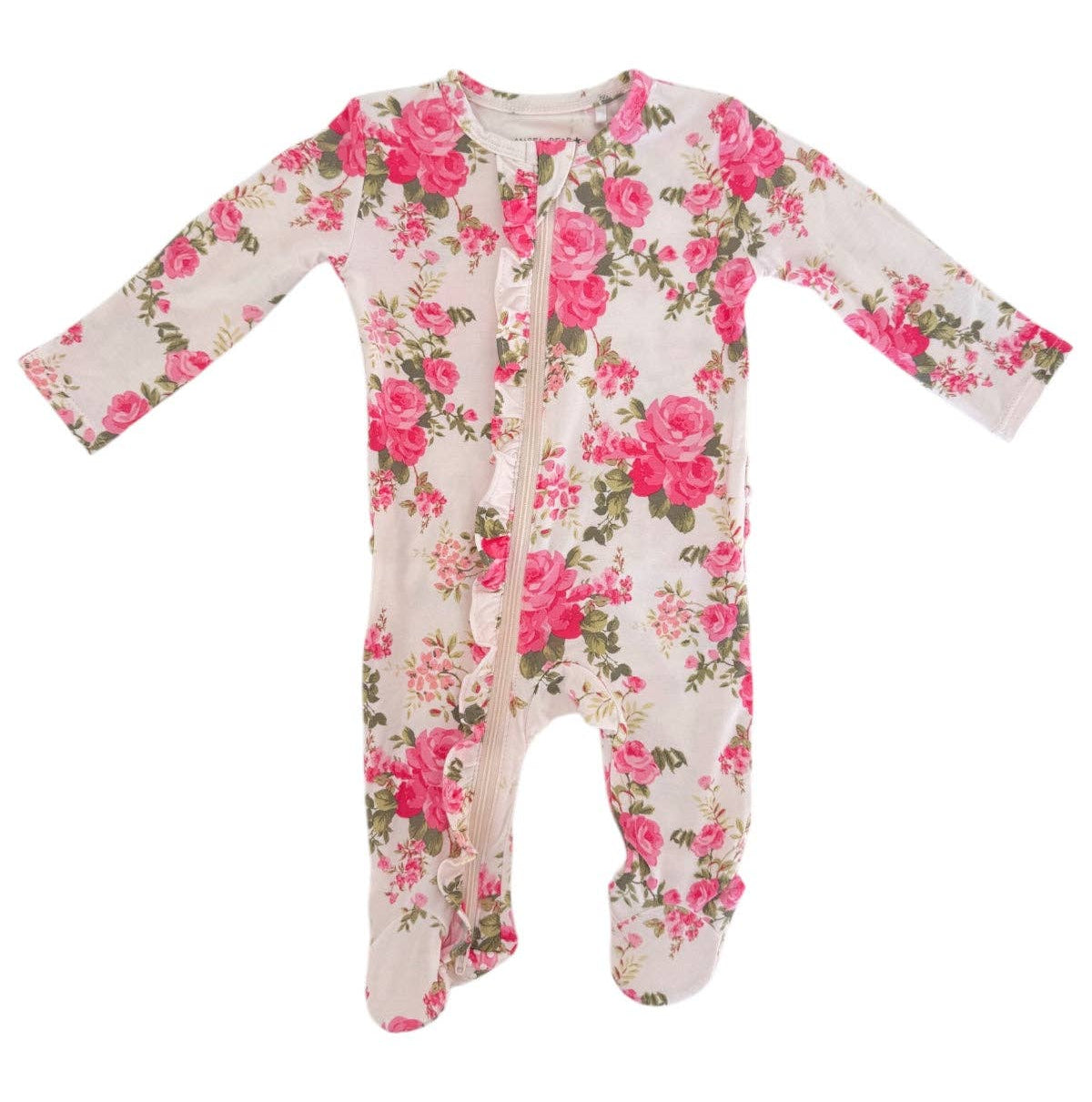 Floral baby onesie on a white background