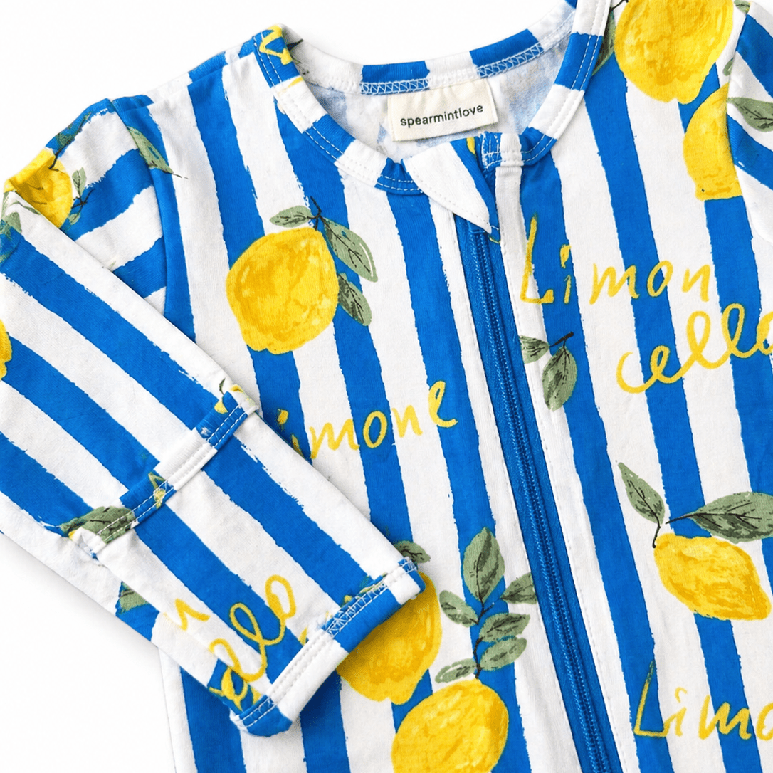 2-Way Zip Footie - Lemon Classico - Bossy Beans