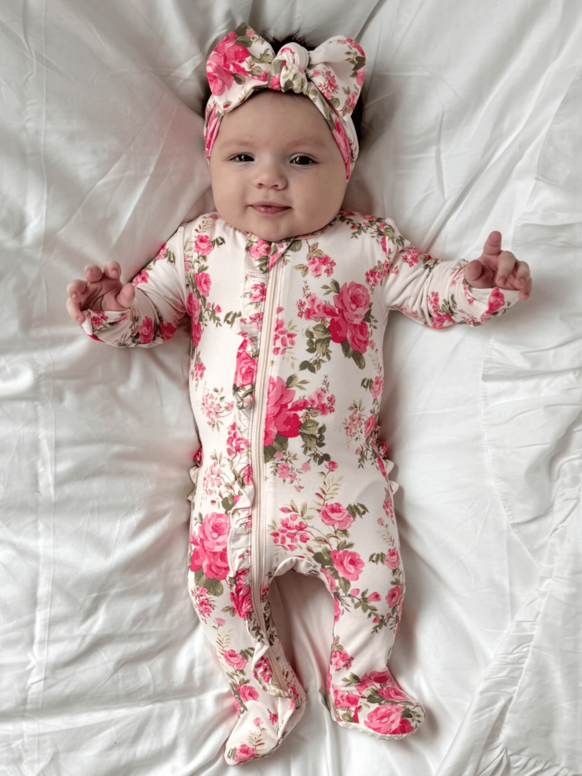 2 - Way Zip Ruffle Footie: Country Daydream - Bossy Beans