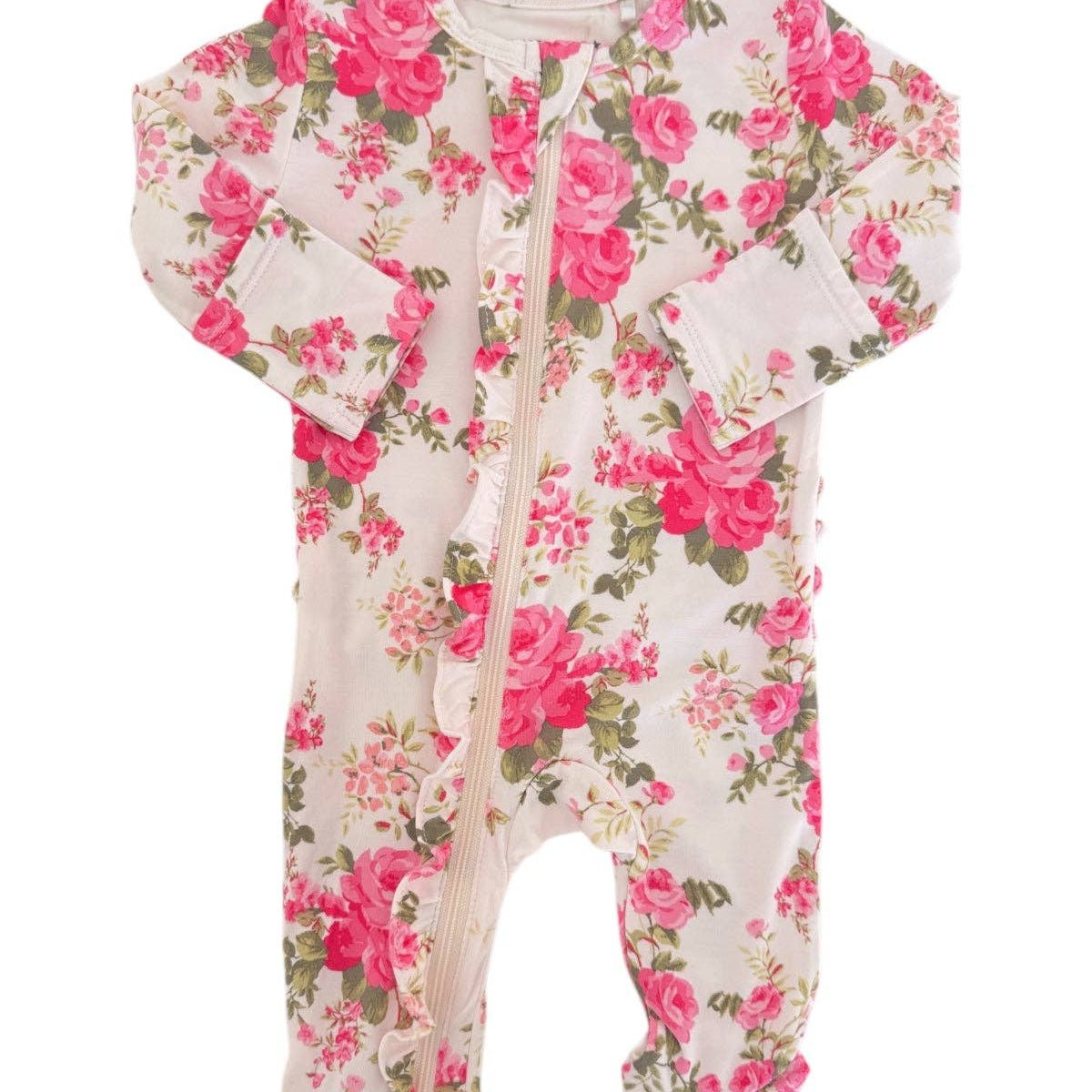 2 - Way Zip Ruffle Footie: Country Daydream - Bossy Beans