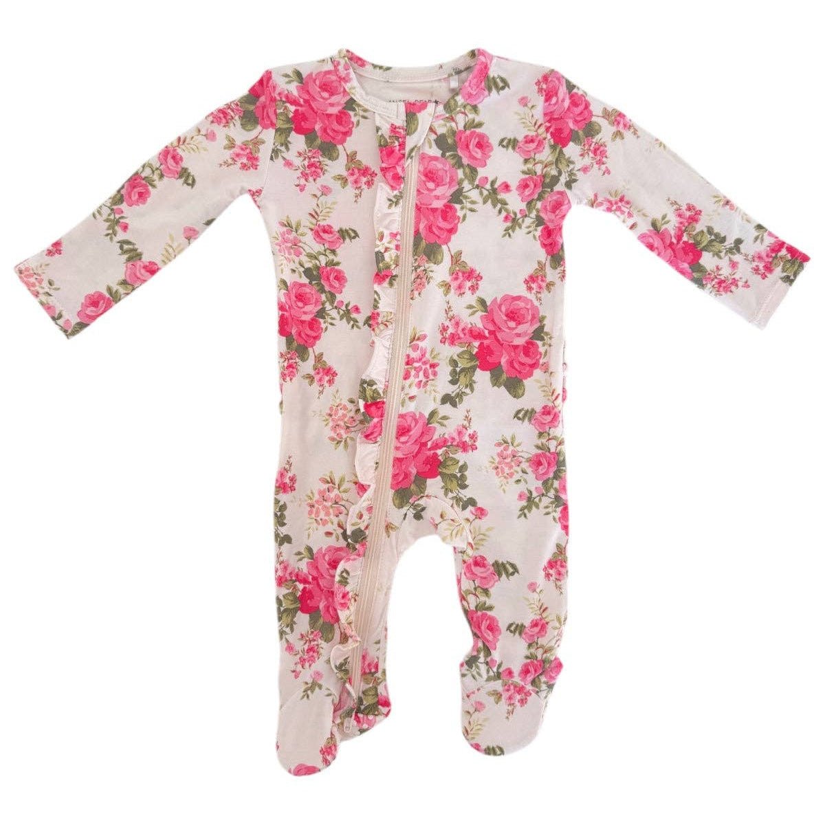 2 - Way Zip Ruffle Footie: Country Daydream - Bossy Beans