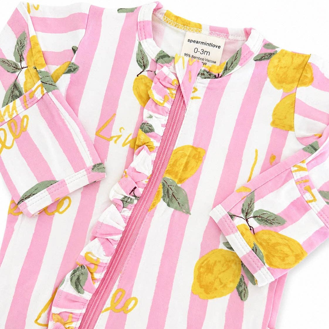 2-Way Zip Ruffle Footie - Lemon Amore - Bossy Beans