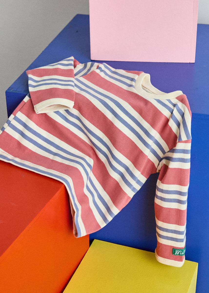 Striped Heavyweight Long Sleeve Tee - Vintage Red & Blue