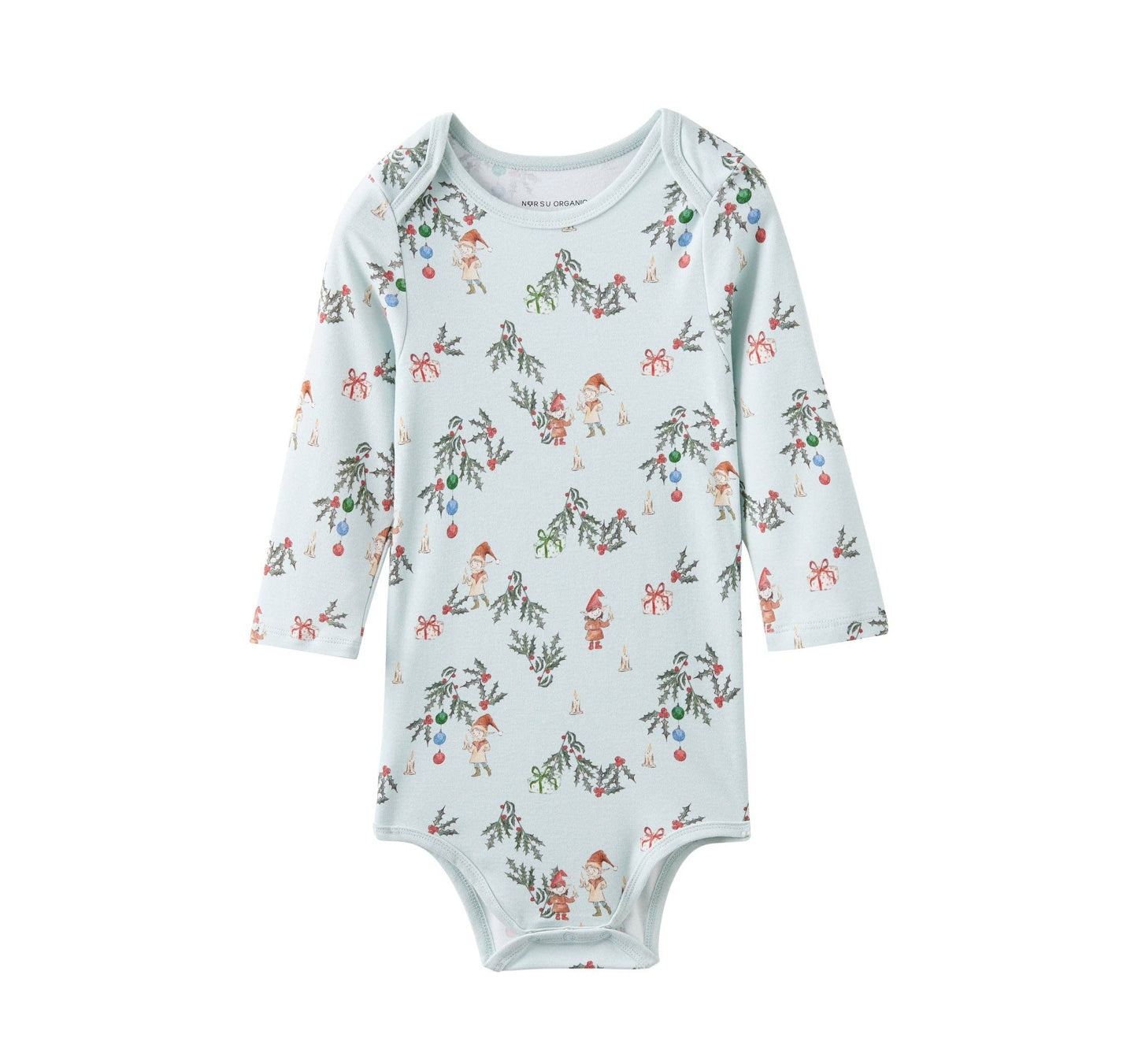 Baby onesie with floral pattern on a white background
