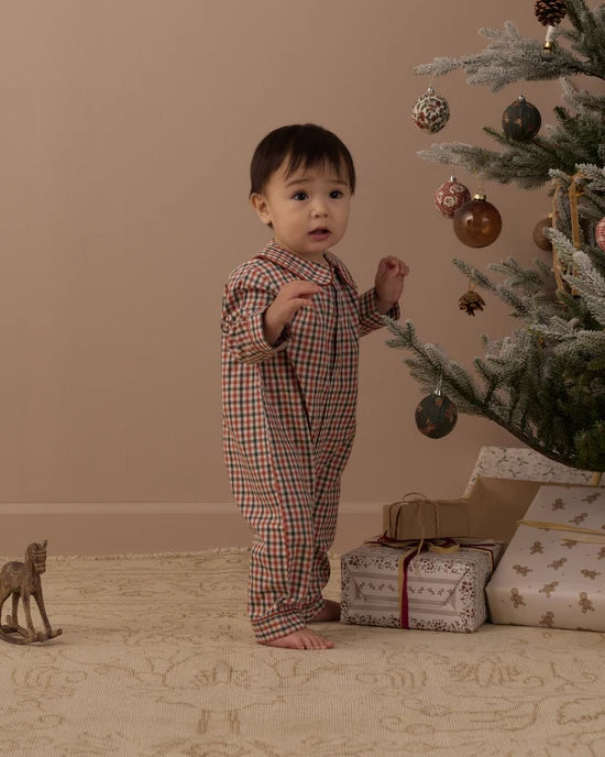Baby Pajama Romper: Holiday Gingham