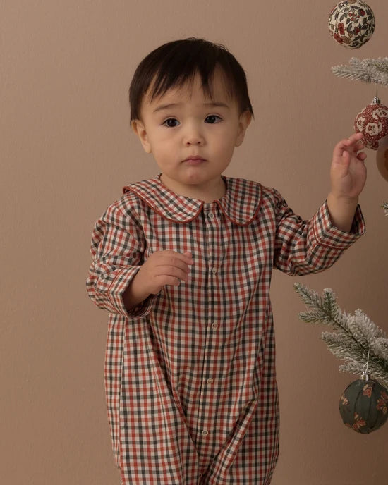 Baby Pajama Romper: Holiday Gingham